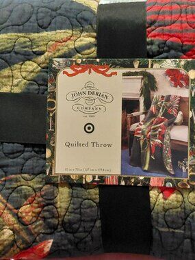 John Derian Holiday Floral Quilted Throw Blanket 50"×70